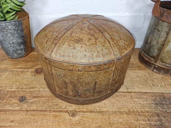 Antique Rustic Hand Forged Riveted Iron Metal Bowl Dish Herb Garden Planter
