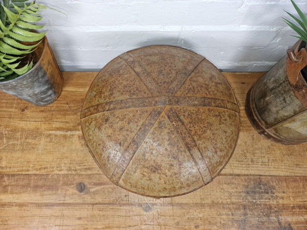 Antique Rustic Hand Forged Riveted Iron Metal Bowl Dish Herb Garden Planter