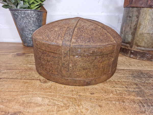 Antique Rustic Hand Forged Riveted Iron Metal Bowl Dish Herb Garden Planter