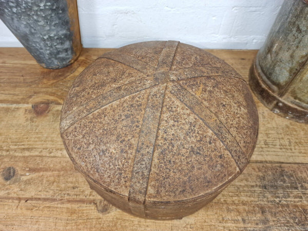 Antique Rustic Hand Forged Riveted Iron Metal Bowl Dish Herb Garden Planter