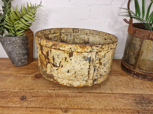 Antique Rustic Hand Forged Riveted Iron Metal Bowl Dish Herb Garden Planter