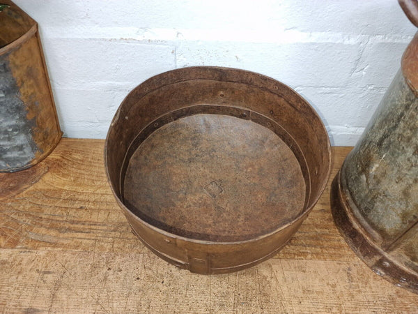 Antique Rustic Hand Forged Riveted Iron Metal Bowl Dish Herb Garden Planter