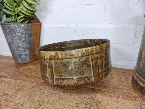 Antique Rustic Hand Forged Riveted Iron Metal Bowl Dish Herb Garden Planter
