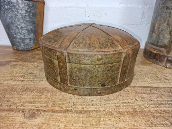 Antique Rustic Hand Forged Riveted Iron Metal Bowl Dish Herb Garden Planter