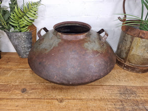Old Vintage Rustic Original Indian Heavy Iron Metal Lota Water Vessel Pot Vase