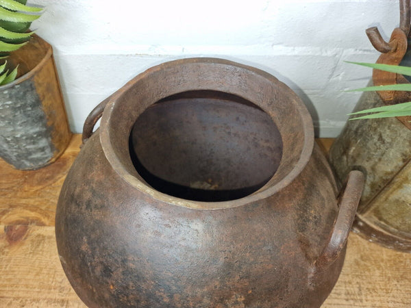 Old Vintage Rustic Original Indian Heavy Iron Metal Lota Water Vessel Pot Vase