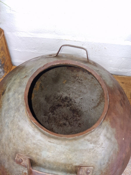 Old Vintage Rustic Original Indian Heavy Iron Metal Lota Water Vessel Pot Vase