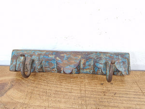 Vintage Reclaimed Indian Hand Carved Architectural Wooden Coat Hat Wall Hooks