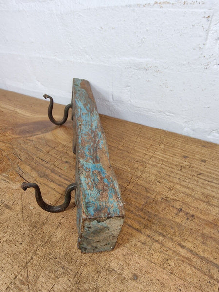 Vintage Reclaimed Indian Hand Carved Architectural Wooden Coat Hat Wall Hooks