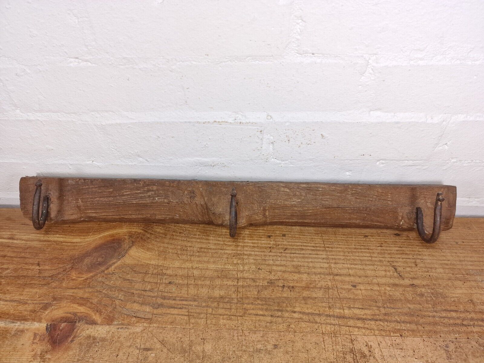 Vintage Reclaimed Indian Hand Carved Architectural Wooden Coat Hat Wall Hooks