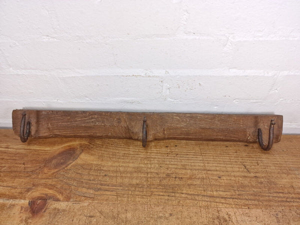 Vintage Reclaimed Indian Hand Carved Architectural Wooden Coat Hat Wall Hooks