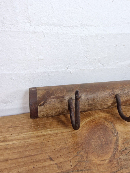 Vintage Reclaimed Indian Hand Carved Architectural Wooden Coat Hat Wall Hooks