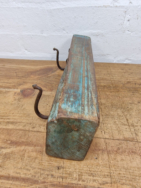 Vintage Reclaimed Indian Hand Carved Architectural Wooden Coat Hat Wall Hooks