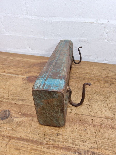 Vintage Reclaimed Indian Hand Carved Architectural Wooden Coat Hat Wall Hooks