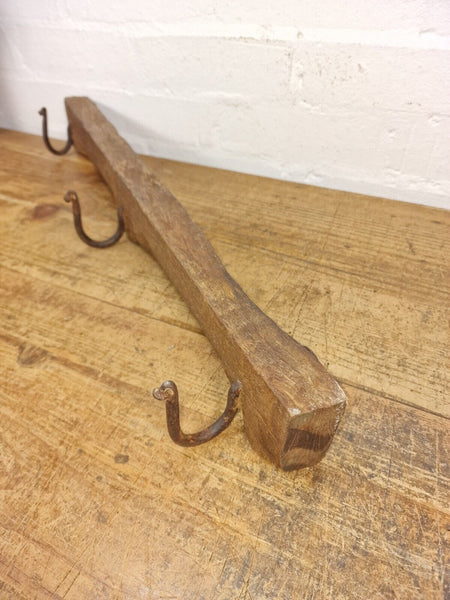 Vintage Reclaimed Indian Hand Carved Architectural Wooden Coat Hat Wall Hooks