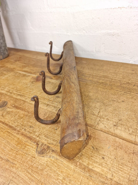 Vintage Reclaimed Indian Hand Carved Architectural Wooden Coat Hat Wall Hooks