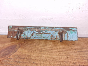 Vintage Reclaimed Indian Hand Carved Architectural Wooden Coat Hat Wall Hooks