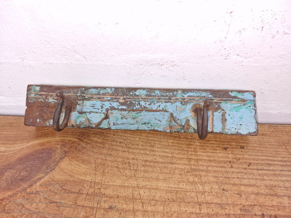 Vintage Reclaimed Indian Hand Carved Architectural Wooden Coat Hat Wall Hooks
