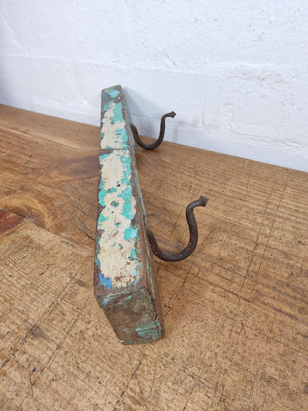 Vintage Reclaimed Indian Hand Carved Architectural Wooden Coat Hat Wall Hooks