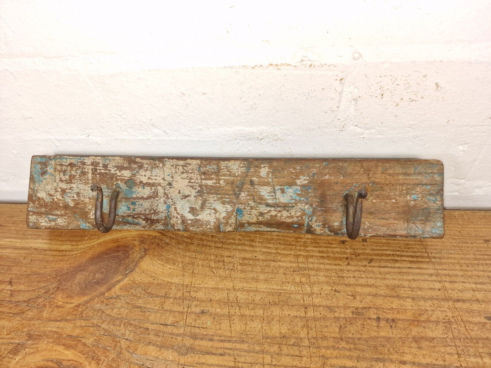 Vintage Reclaimed Indian Hand Carved Architectural Wooden Coat Hat Wall Hooks