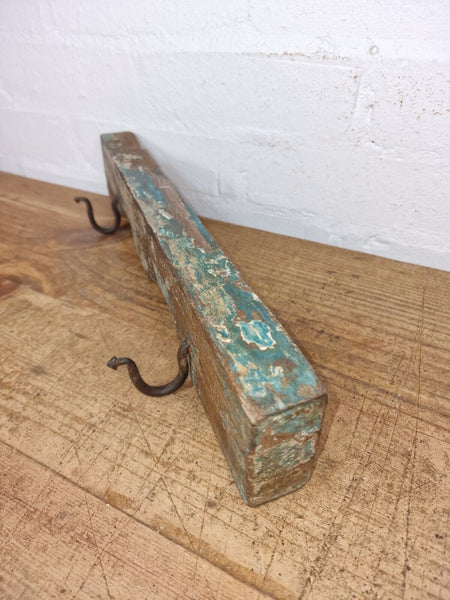 Vintage Reclaimed Indian Hand Carved Architectural Wooden Coat Hat Wall Hooks