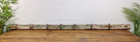 Vintage Reclaimed Indian Hand Carved Architectural Wooden Coat Hat Wall Hooks