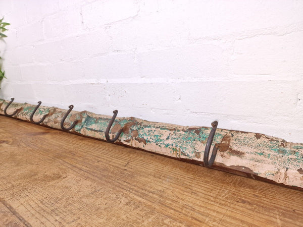Vintage Reclaimed Indian Hand Carved Architectural Wooden Coat Hat Wall Hooks