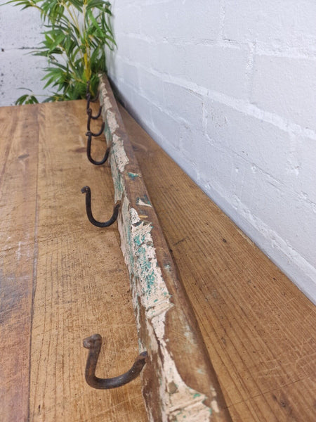 Vintage Reclaimed Indian Hand Carved Architectural Wooden Coat Hat Wall Hooks