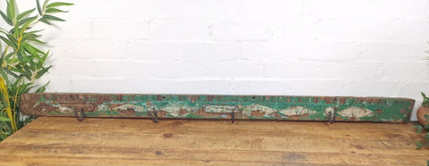 Vintage Reclaimed Indian Hand Carved Architectural Wooden Coat Hat Wall Hooks