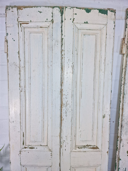 Vintage French Wooden Pine Bi Folding Window Door Shutters Screen Room Divider