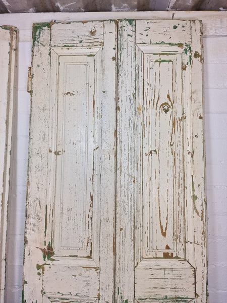 Vintage French Wooden Pine Bi Folding Window Door Shutters Screen Room Divider