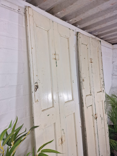 Vintage French Wooden Pine Bi Folding Window Door Shutters Screen Room Divider