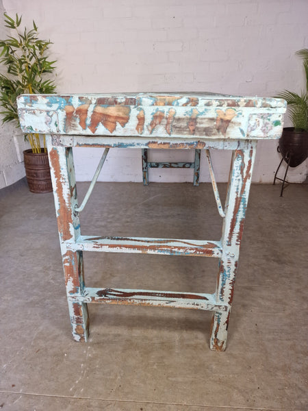 Vintage Indian Reclaimed Folding Solid Wooden Wedding Event Trestle Garden Table