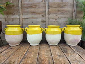 Rustic Hand Made Yellow Glazed Clay Terracotta French Style Confit Pot