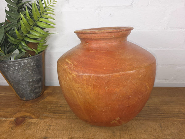 Vintage Rustic Indian Hand Thrown Clay Water Pot Vase