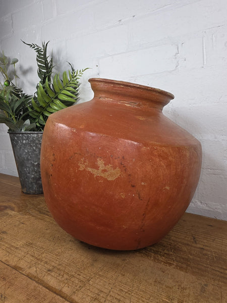 Vintage Rustic Indian Hand Thrown Clay Water Pot Vase