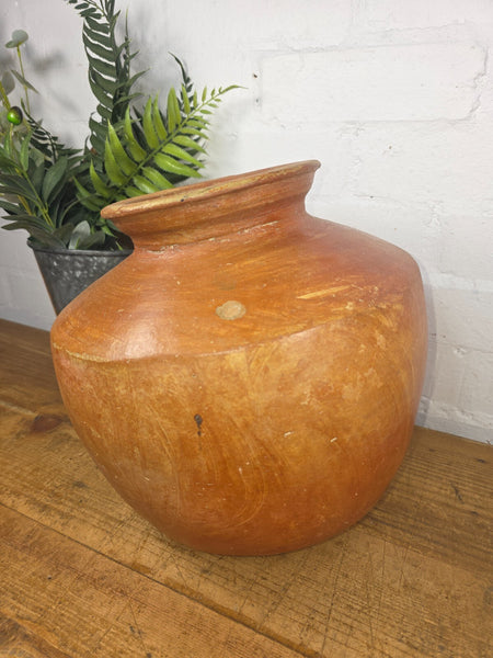 Vintage Rustic Indian Hand Thrown Clay Water Pot Vase
