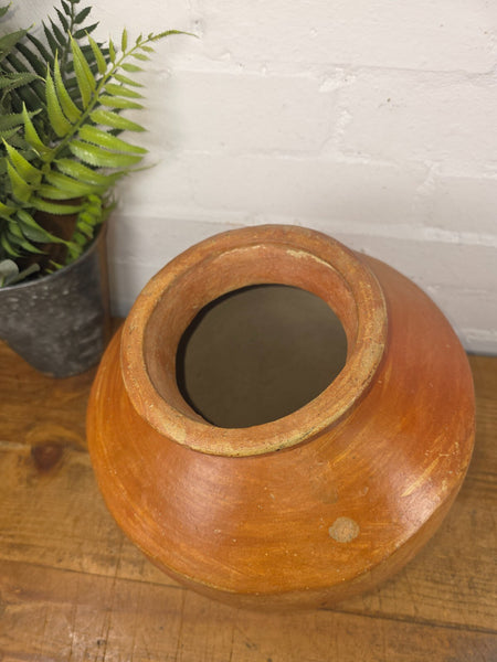 Vintage Rustic Indian Hand Thrown Clay Water Pot Vase
