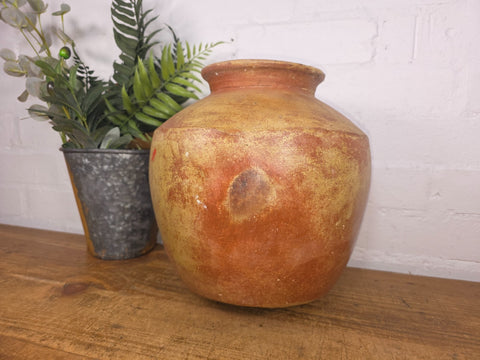 Vintage Rustic Indian Hand Thrown Clay Water Pot Vase