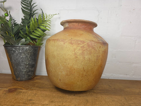 Vintage Rustic Indian Hand Thrown Clay Water Pot Vase