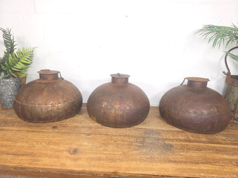 Rustic Industrial Reclaimed Riveted Iron Metal Hanging Ceiling  Light Lamp Shade