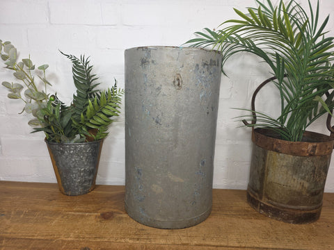 Vintage Indian Industrial Galvanised Metal Rice Grain Cannister Garden Planter