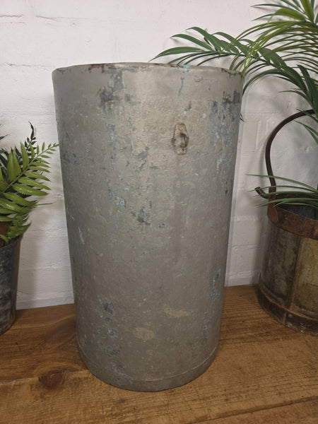 Vintage Indian Industrial Galvanised Metal Rice Grain Cannister Garden Planter