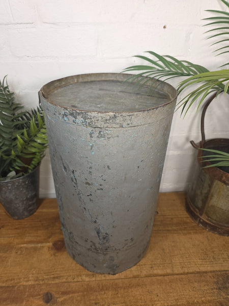 Vintage Indian Industrial Galvanised Metal Rice Grain Cannister Garden Planter