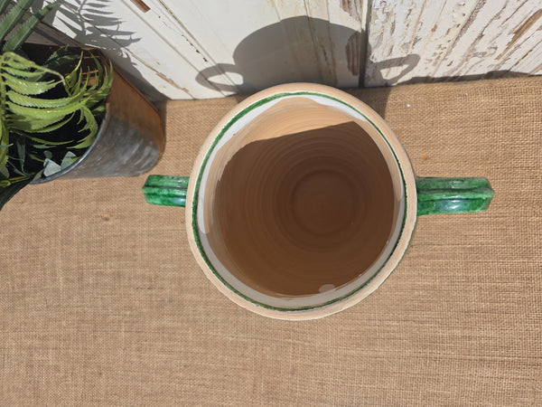 Rustic Hand Made Green Glazed Clay Terracotta French Style Confit Pot