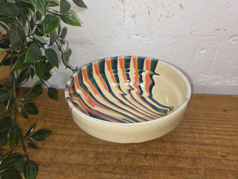 Rustic Hand Made Romanian Marble Glazed Clay Nibbles Olives Pasta Bowl Dish 16cm