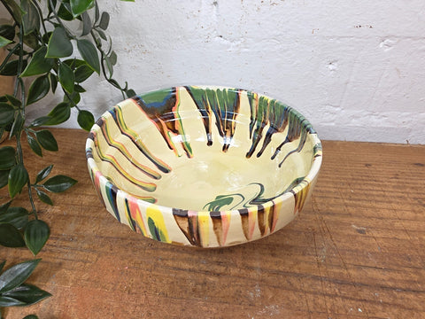 Rustic Hand Made Romanian Marble Glazed Clay Nibbles Olives Pasta Bowl Dish 16cm