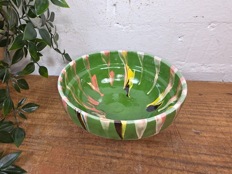 Rustic Hand Made Romanian Marble Glazed Clay Nibbles Olives Nuts Bowl Dish 16cm