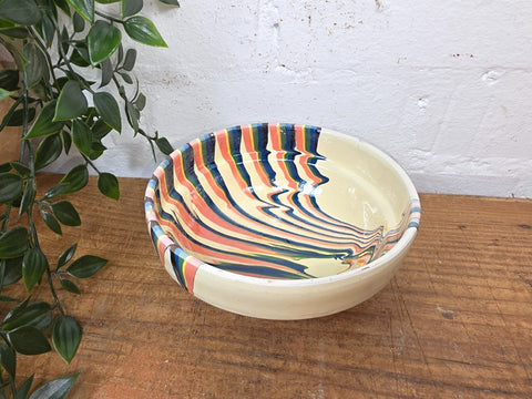 Rustic Hand Made Romanian Marble Glazed Clay Nibbles Olives Nuts Bowl Dish 16cm