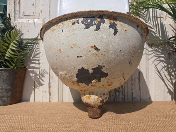 Vintage European French Cast Iron Enamel Garden Drinking Fountain Wall Sink Planter